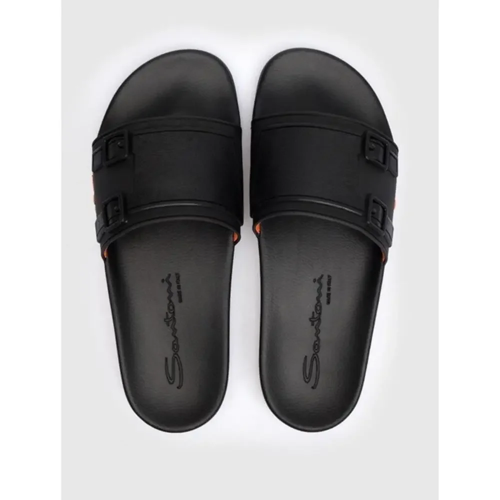 NIB Santoni Men's Edison-Tpun01 Slip On Pool Slide Sandals US 12 Black